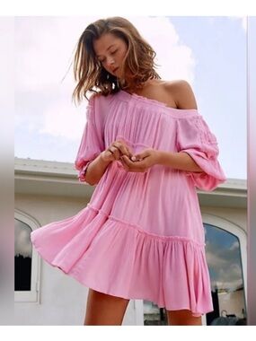 Free People Sea ya There Tunic dress Pink M EUC